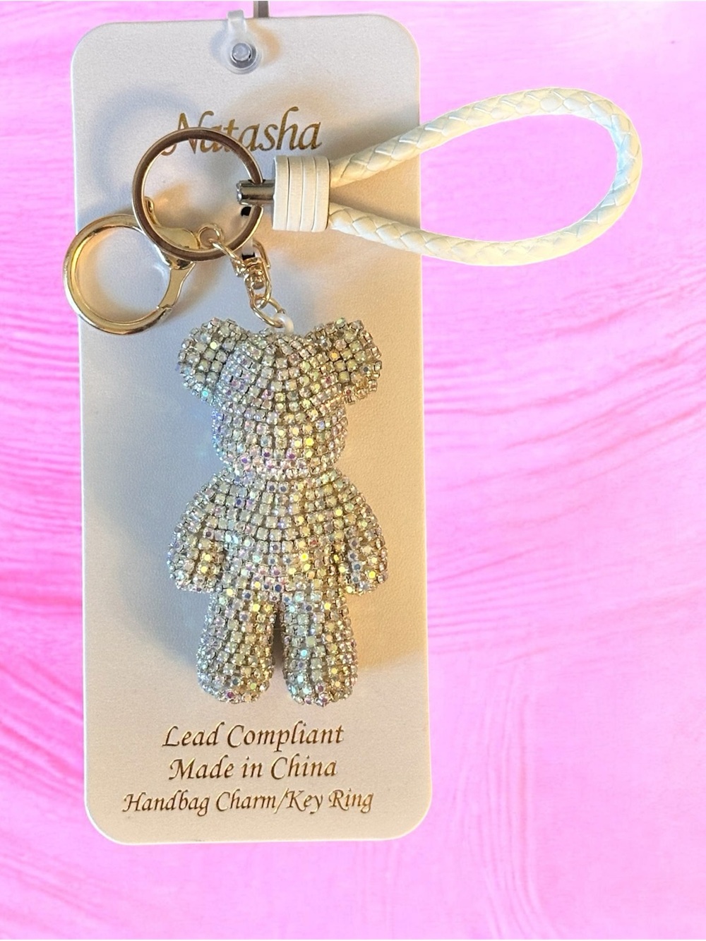 Natasha Sparkle Bear Bag Charm & Key Ring NWT